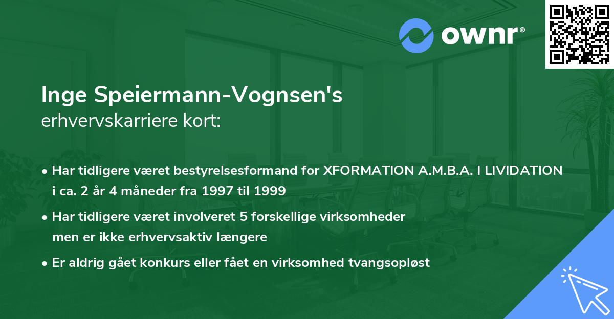 Inge Speiermann-Vognsen's erhvervskarriere kort