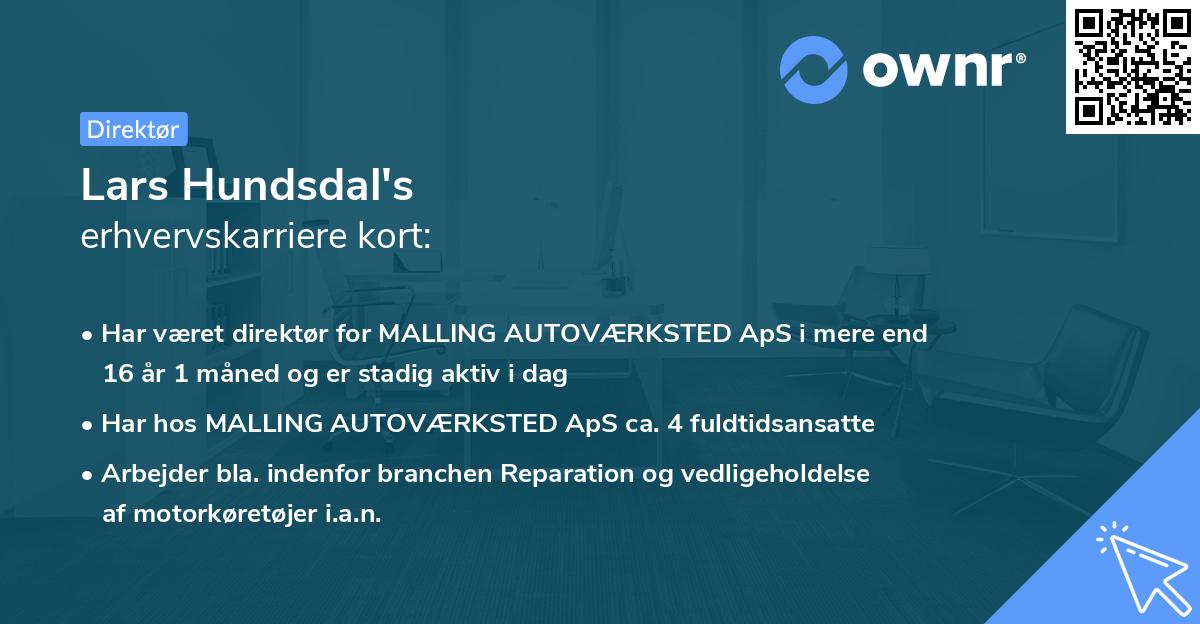 Lars Hundsdal's erhvervskarriere kort