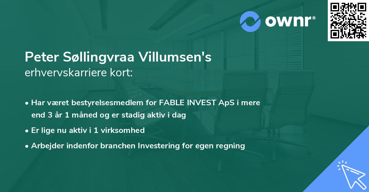 Peter Søllingvraa Villumsen's erhvervskarriere kort