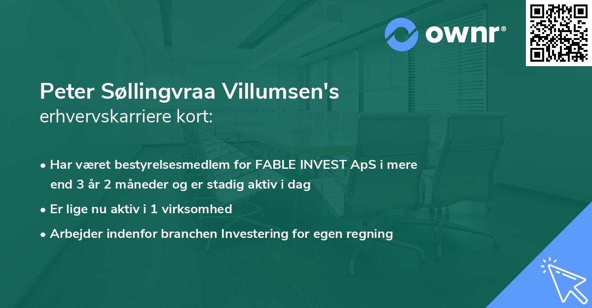 Peter Søllingvraa Villumsen's erhvervskarriere kort
