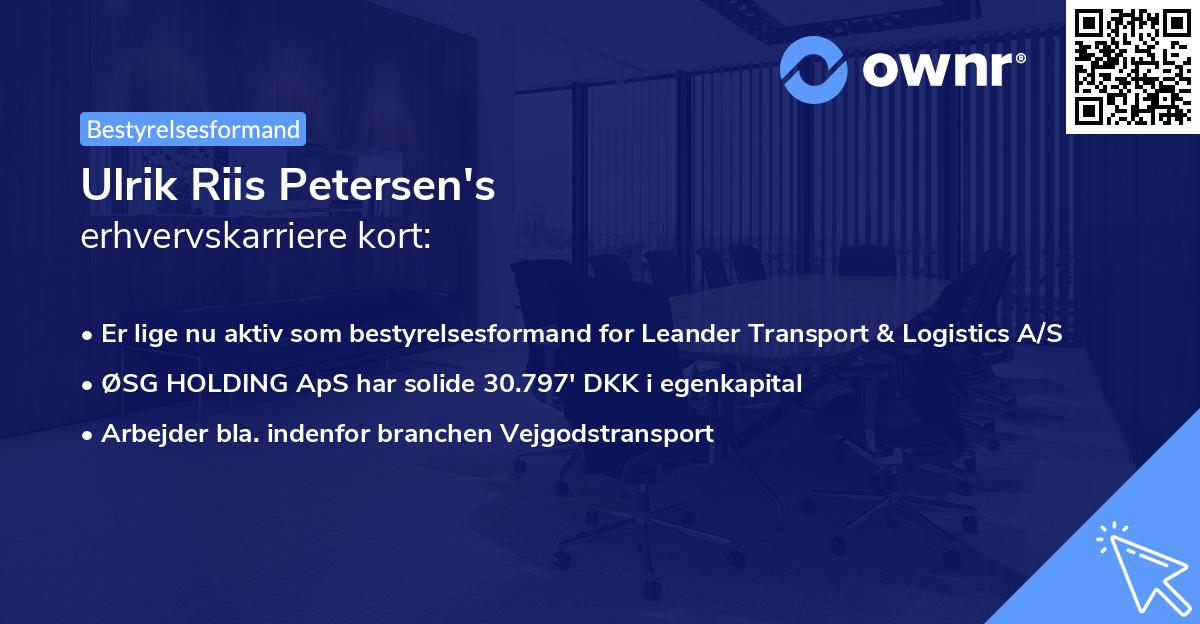 Ulrik Riis Petersen's erhvervskarriere kort