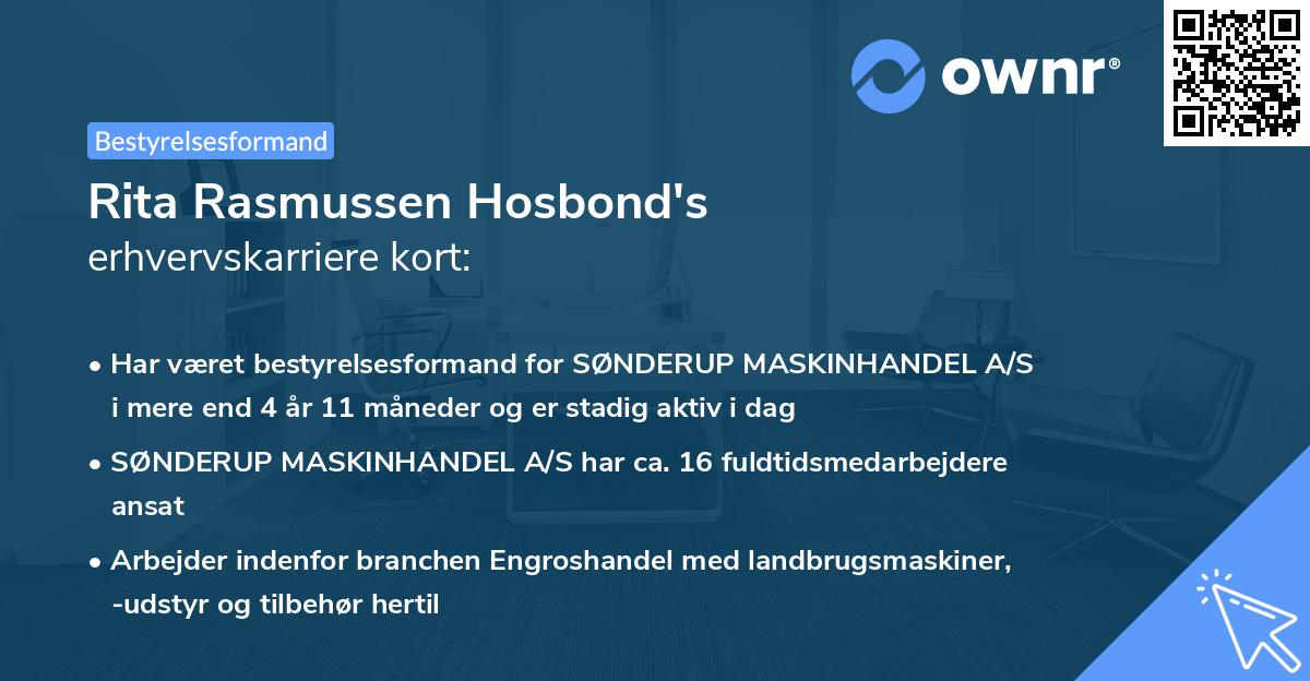 Rita Rasmussen Hosbond's erhvervskarriere kort
