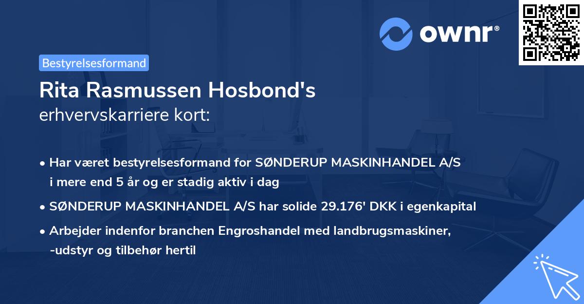 Rita Rasmussen Hosbond's erhvervskarriere kort