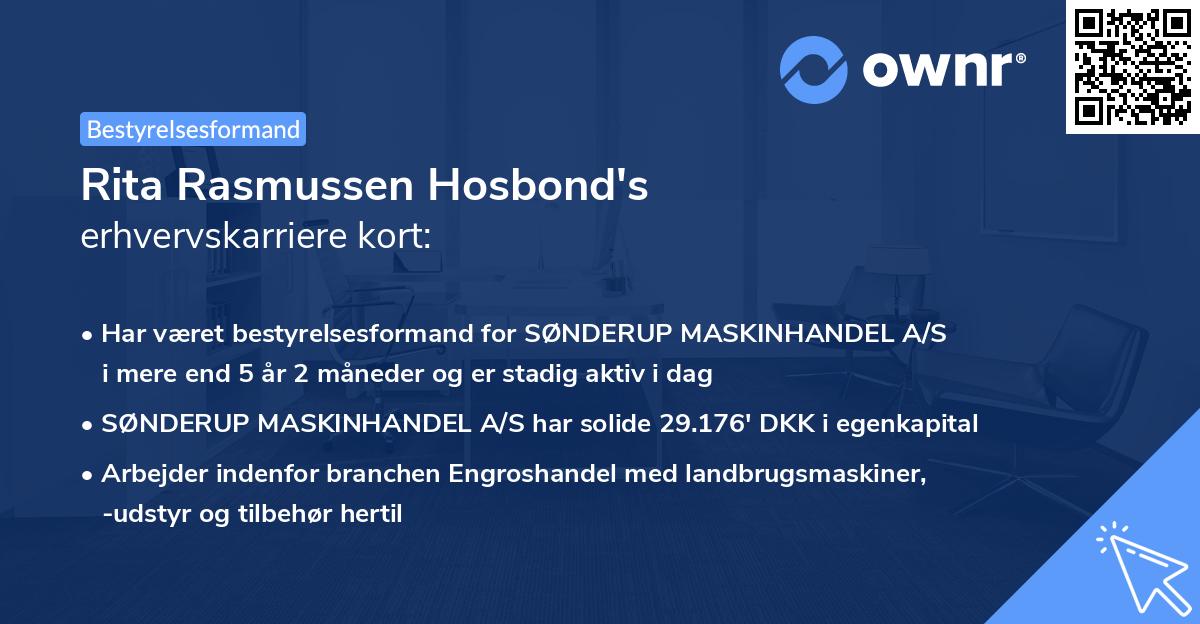 Rita Rasmussen Hosbond's erhvervskarriere kort