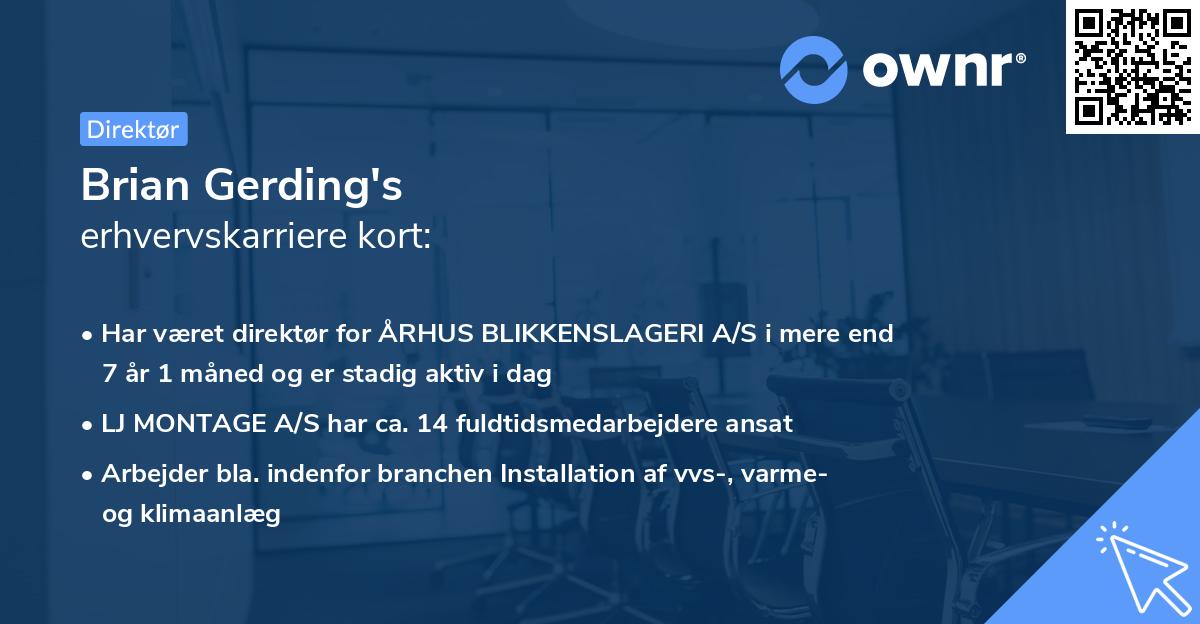 Brian Gerding's erhvervskarriere kort