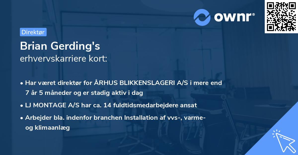 Brian Gerding's erhvervskarriere kort