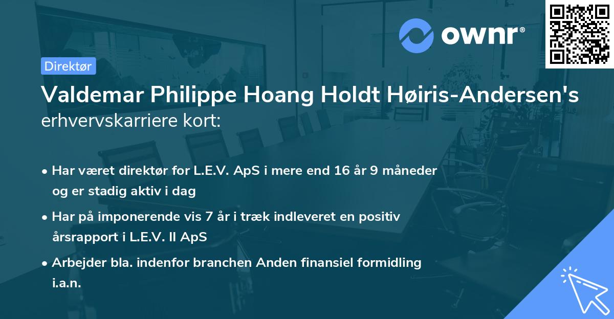Valdemar Philippe Hoang Holdt Høiris-Andersen's erhvervskarriere kort