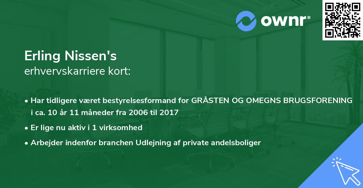 Erling Nissen's erhvervskarriere kort