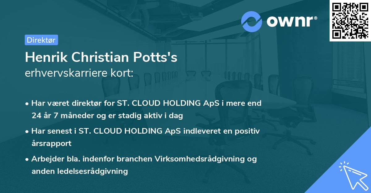Henrik Christian Potts's erhvervskarriere kort
