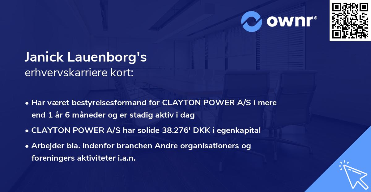 Janick Lauenborg's erhvervskarriere kort