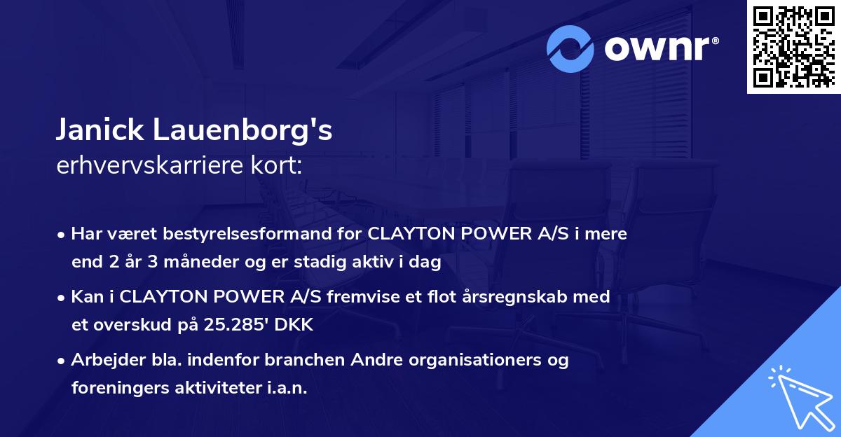 Janick Lauenborg's erhvervskarriere kort