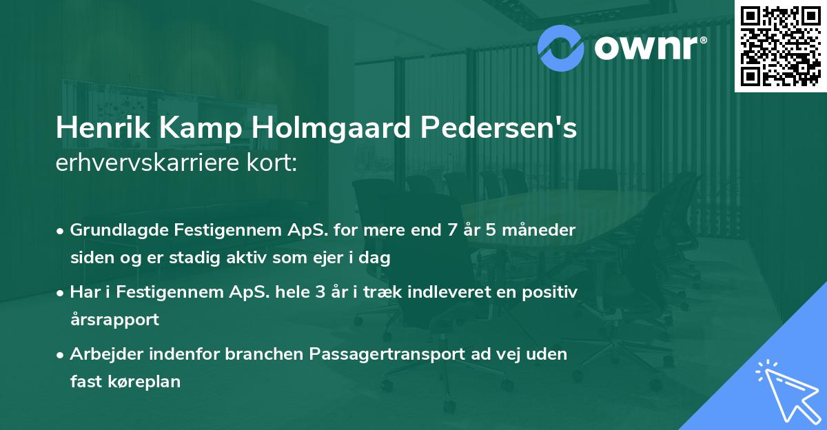 Henrik Kamp Holmgaard Pedersen's erhvervskarriere kort