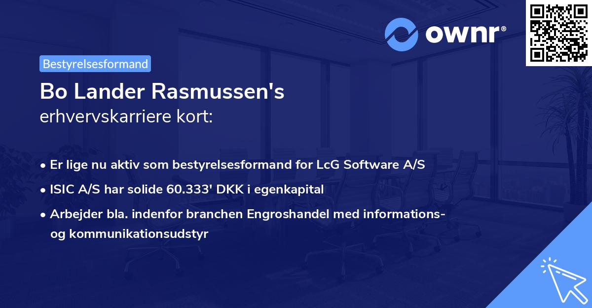 Bo Lander Rasmussen's erhvervskarriere kort