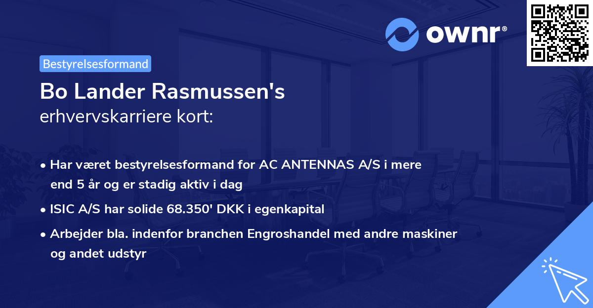 Bo Lander Rasmussen's erhvervskarriere kort