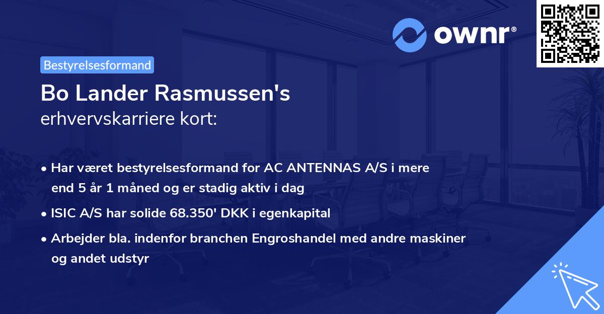 Bo Lander Rasmussen's erhvervskarriere kort