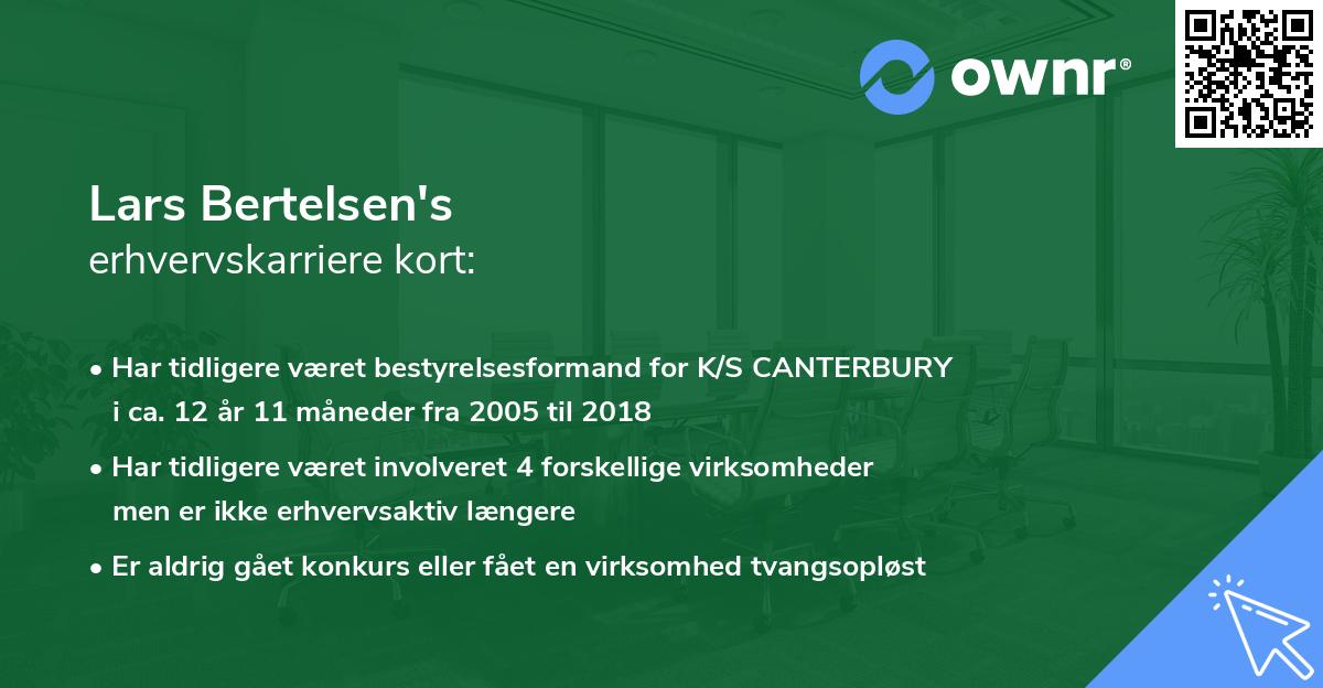 Lars Bertelsen's erhvervskarriere kort