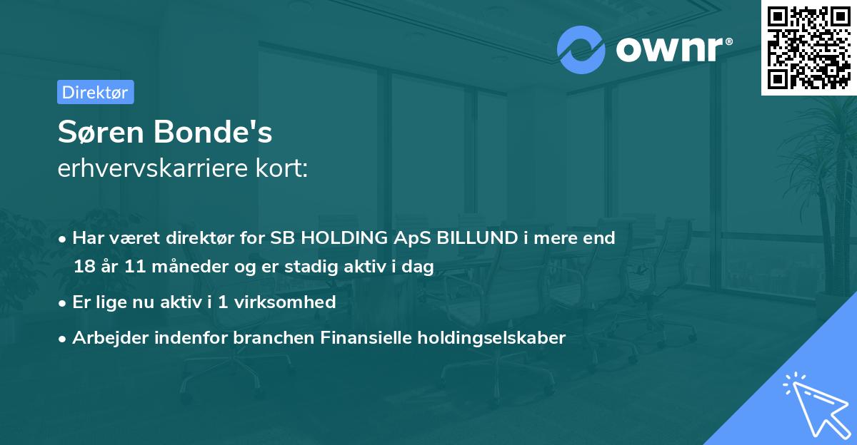 Søren Bonde's erhvervskarriere kort