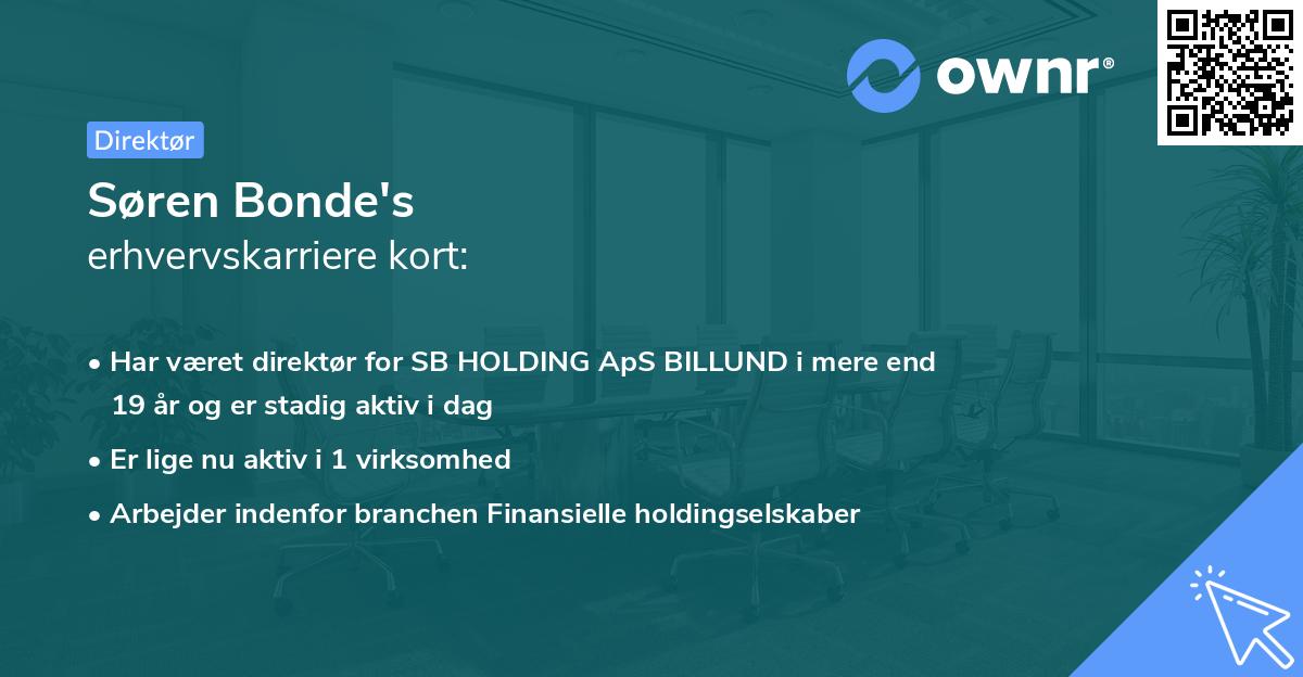 Søren Bonde's erhvervskarriere kort