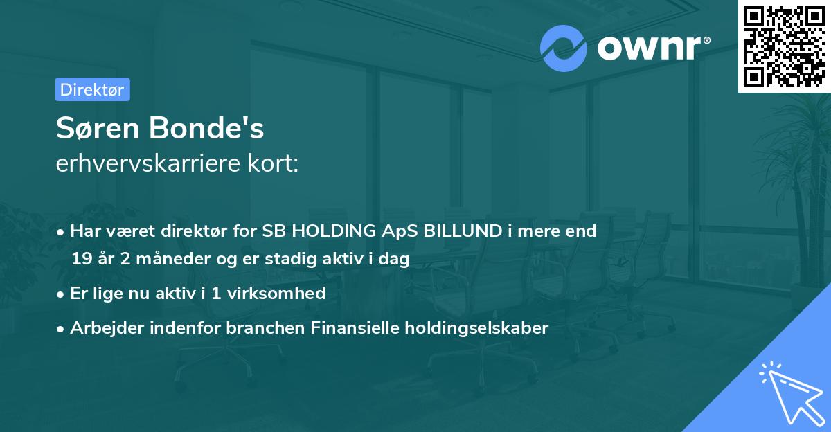 Søren Bonde's erhvervskarriere kort