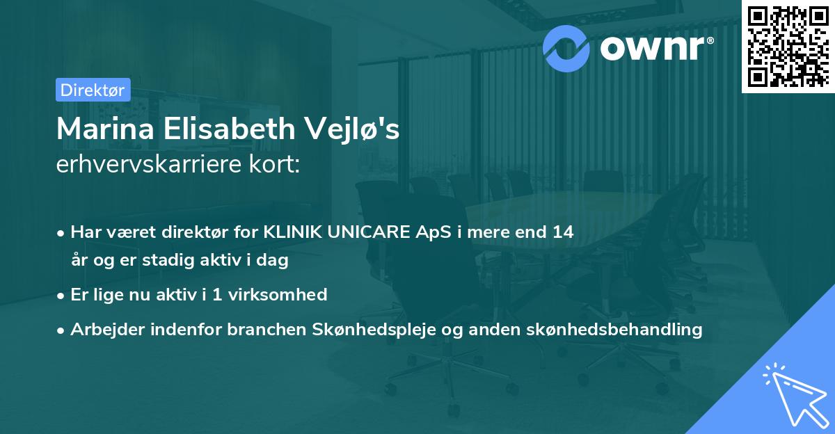 Marina Elisabeth Vejlø's erhvervskarriere kort
