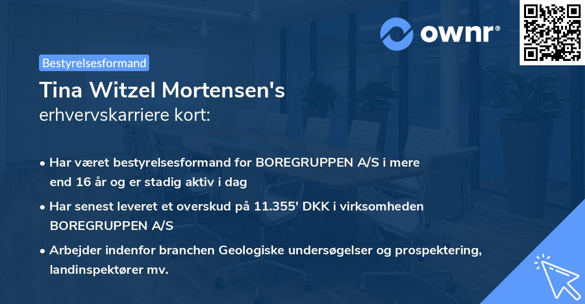 Tina Witzel Mortensen's erhvervskarriere kort