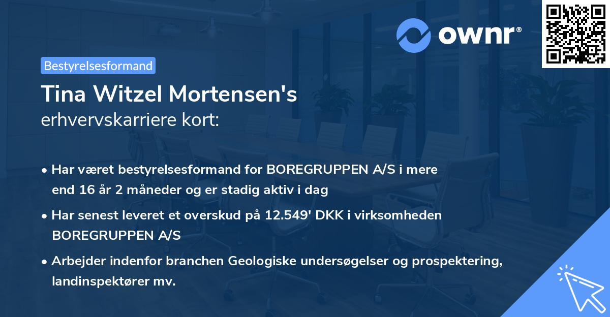 Tina Witzel Mortensen's erhvervskarriere kort