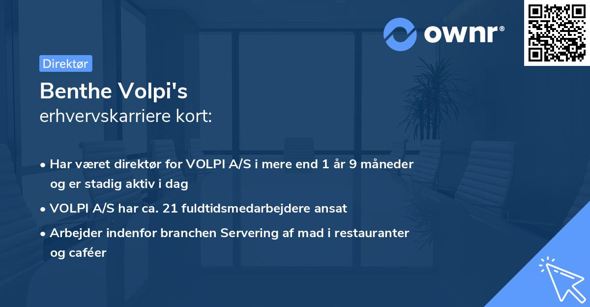 Benthe Volpi's erhvervskarriere kort