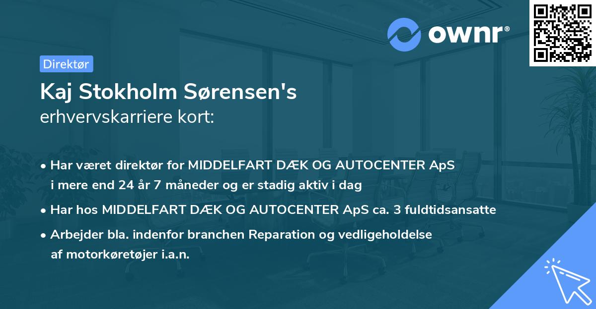 Kaj Stokholm Sørensen's erhvervskarriere kort