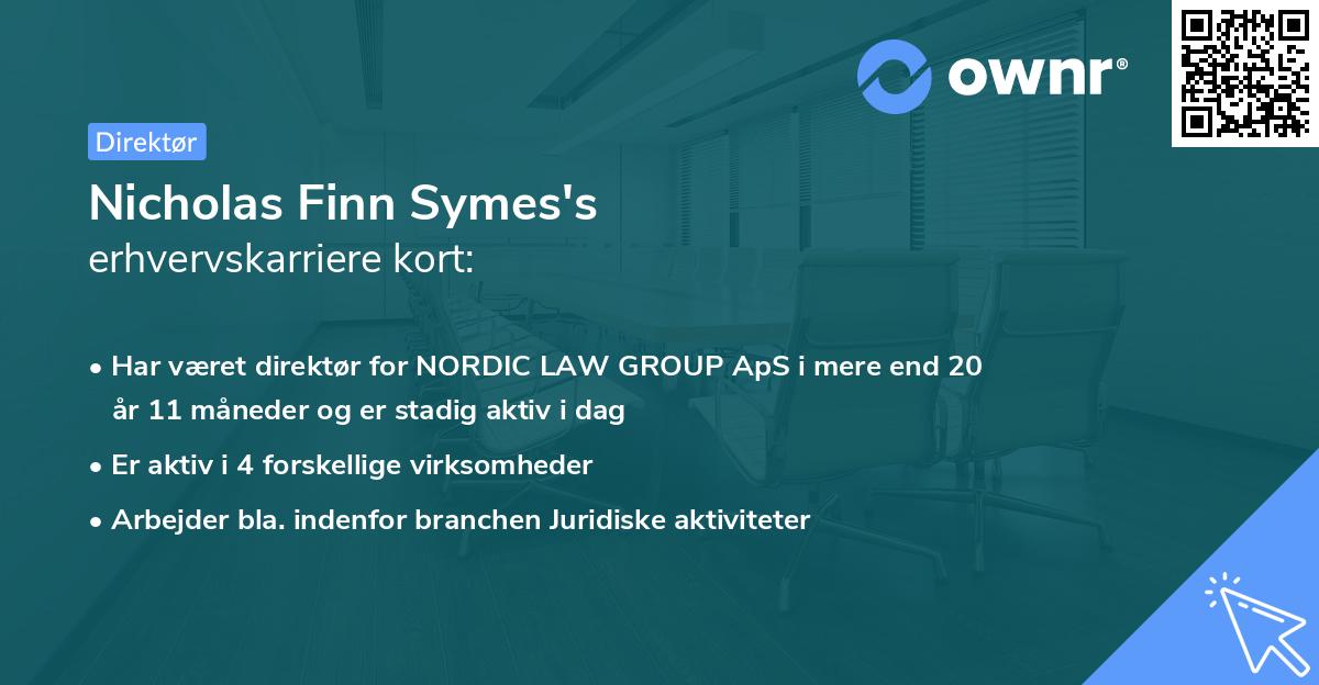 Nicholas Finn Symes's erhvervskarriere kort