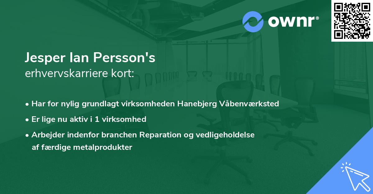 Jesper Ian Persson's erhvervskarriere kort