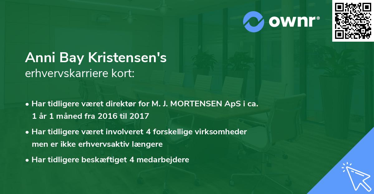 Anni Bay Kristensen's erhvervskarriere kort