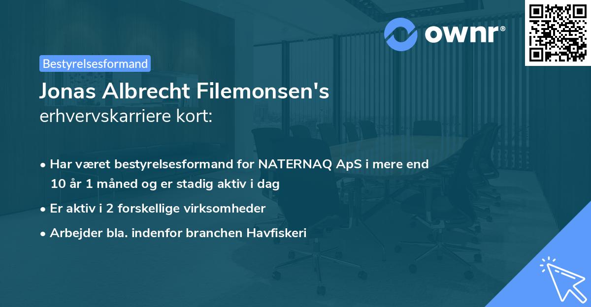 Jonas Albrecht Filemonsen's erhvervskarriere kort