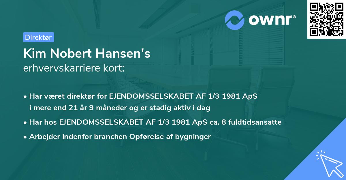 Kim Nobert Hansen's erhvervskarriere kort