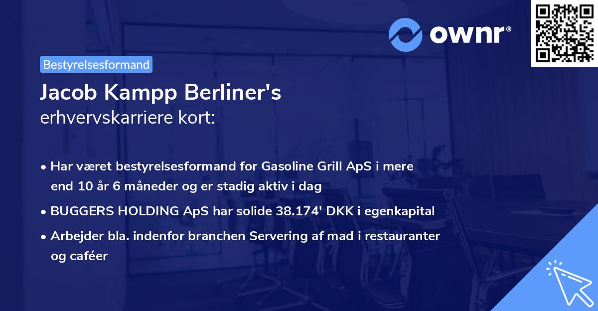 Jacob Kampp Berliner's erhvervskarriere kort