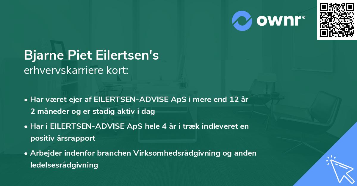 Bjarne Piet Eilertsen's erhvervskarriere kort