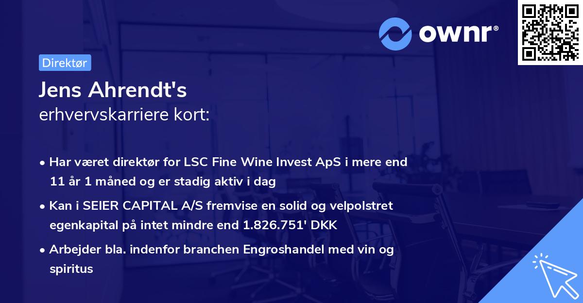Jens Ahrendt's erhvervskarriere kort