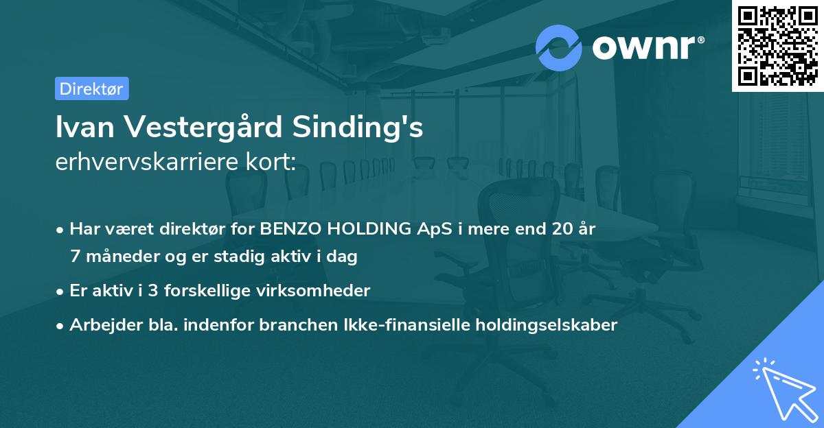 Ivan Vestergård Sinding's erhvervskarriere kort