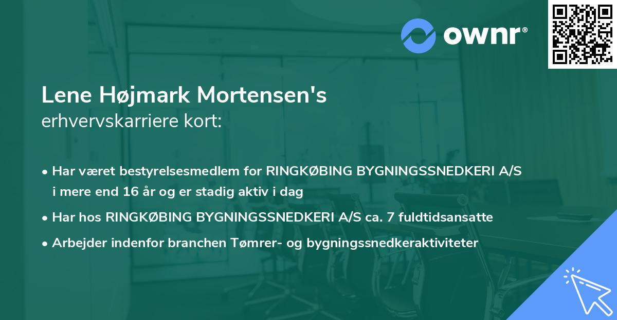 Lene Højmark Mortensen's erhvervskarriere kort