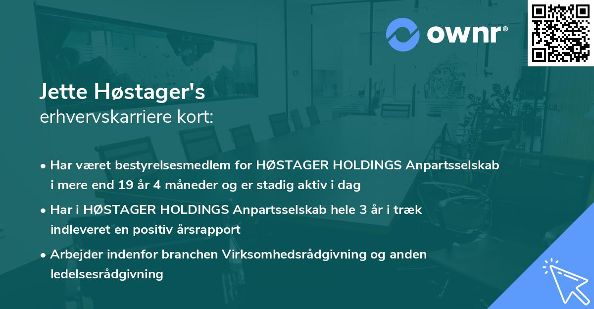 Jette Høstager's erhvervskarriere kort