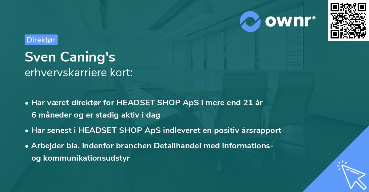 Sven Caning's erhvervskarriere kort