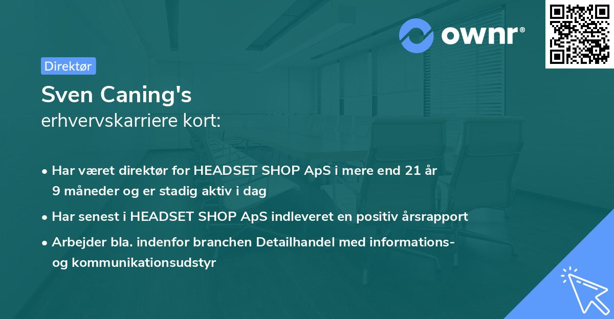 Sven Caning's erhvervskarriere kort