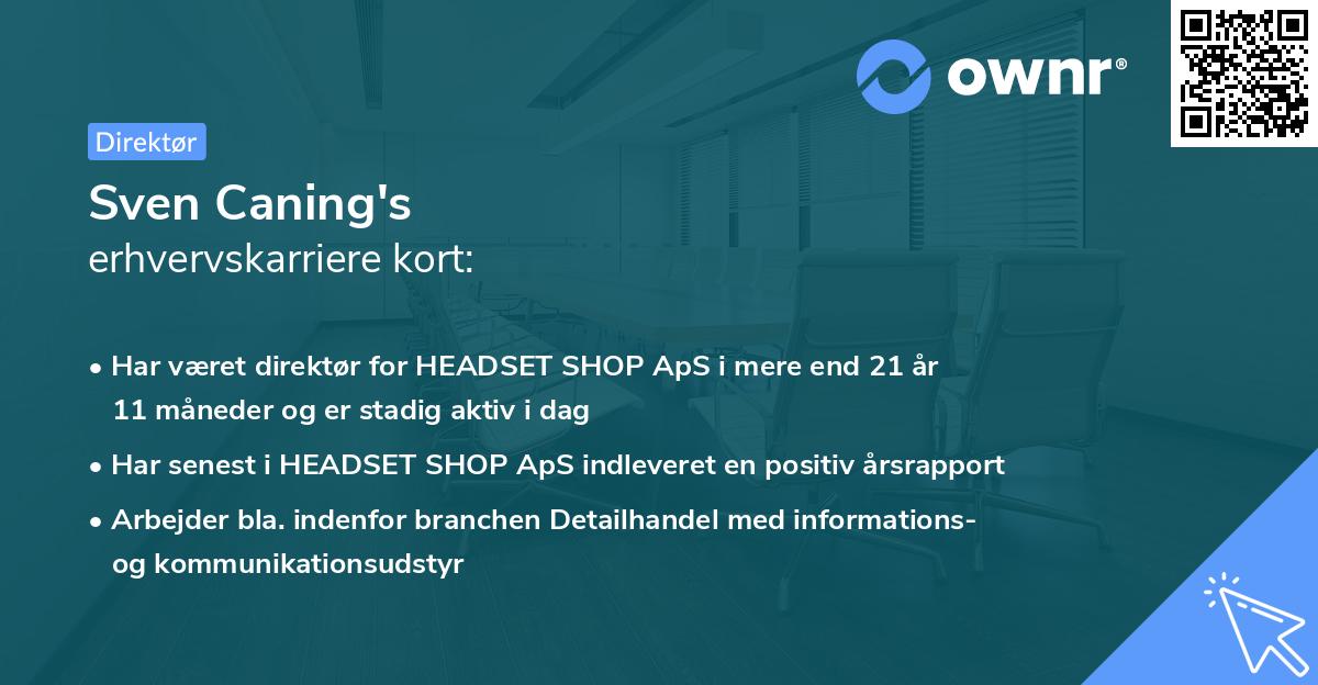 Sven Caning's erhvervskarriere kort