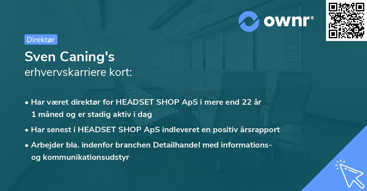 Sven Caning's erhvervskarriere kort
