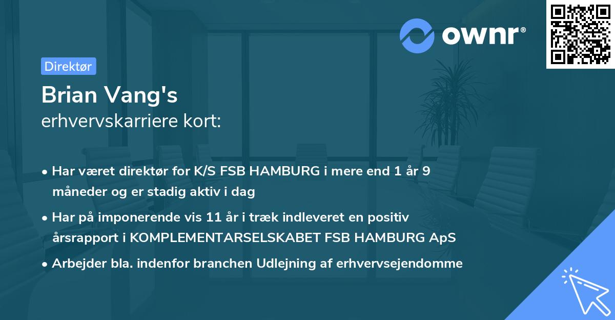 Brian Vang's erhvervskarriere kort