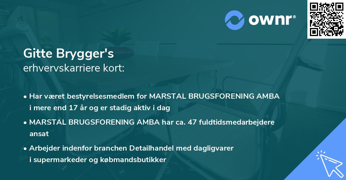 Gitte Brygger's erhvervskarriere kort