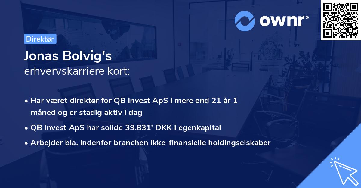 Jonas Bolvig's erhvervskarriere kort