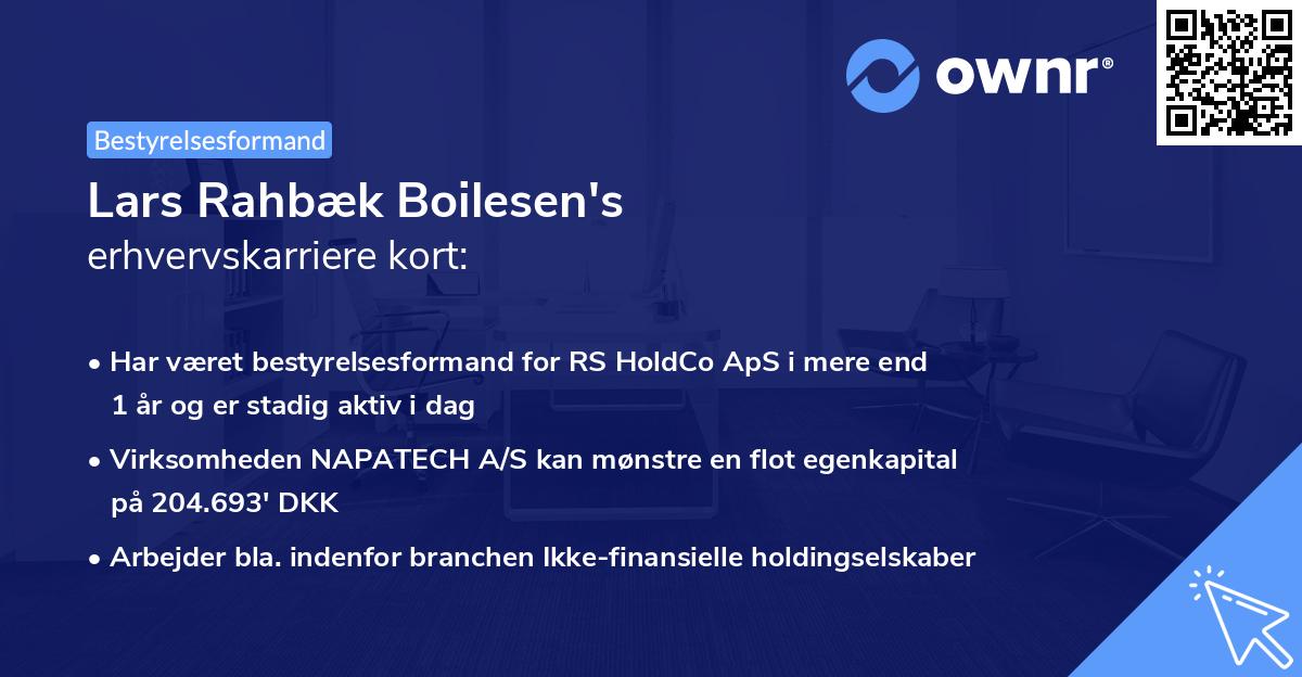 Lars Rahbæk Boilesen's erhvervskarriere kort