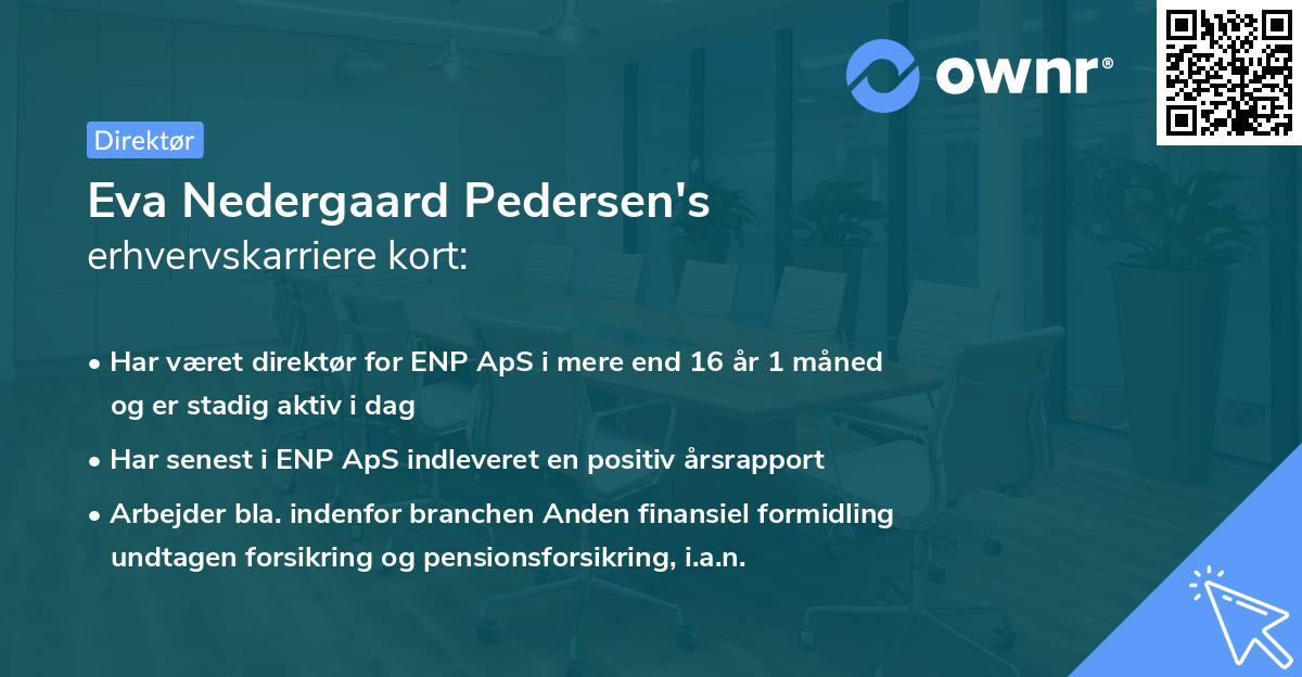 Eva Nedergaard Pedersen's erhvervskarriere kort