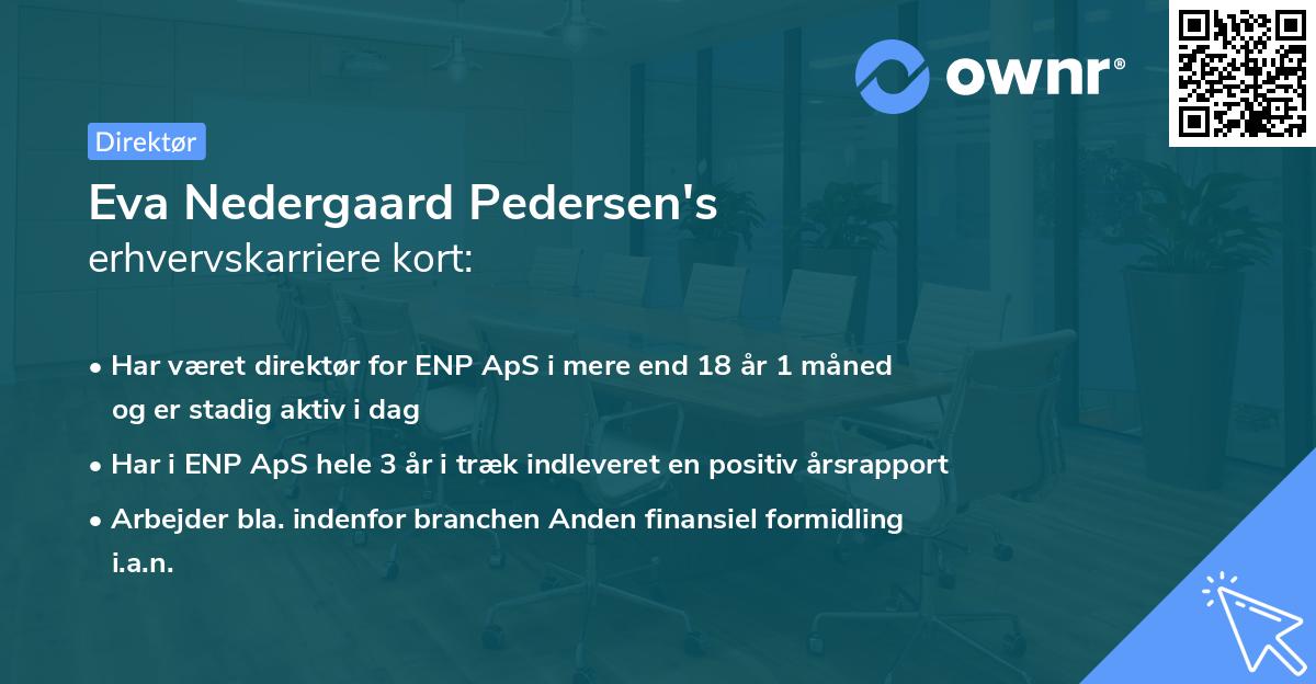 Eva Nedergaard Pedersen's erhvervskarriere kort