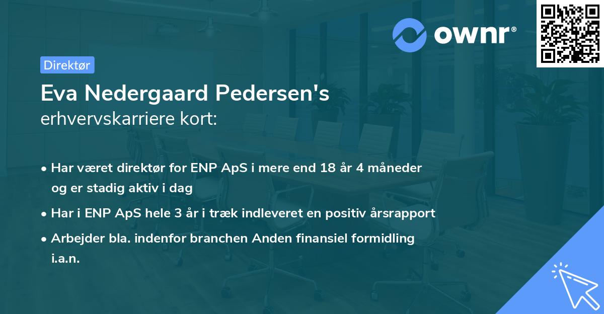 Eva Nedergaard Pedersen's erhvervskarriere kort
